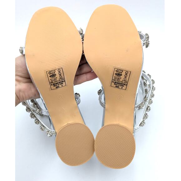 Azalea Wang Emiliano Rhinestone Ankle Wrap Strappy Sandals Women's Size US6 EU37 - Picture 8 of 12
